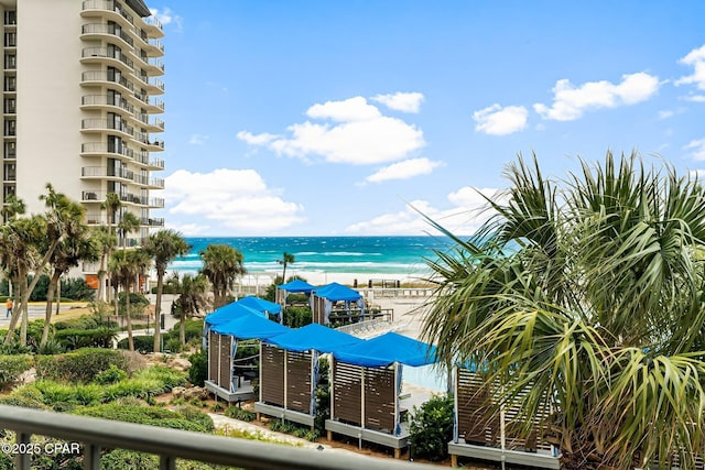 view of water feature featuring a view of the beach