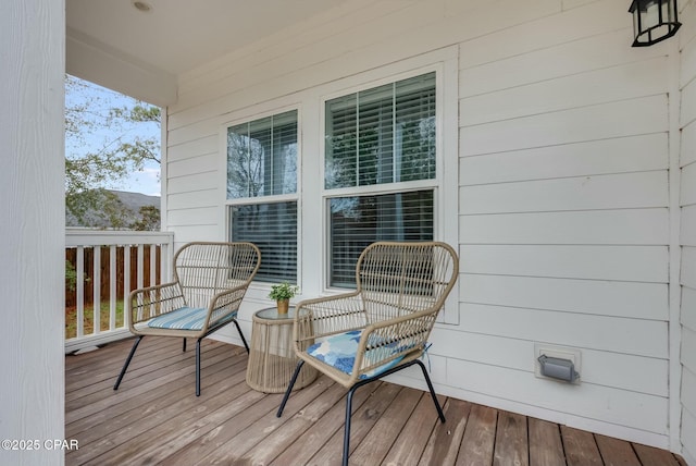 wooden terrace with covered porch