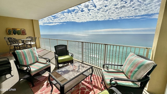 balcony with a water view