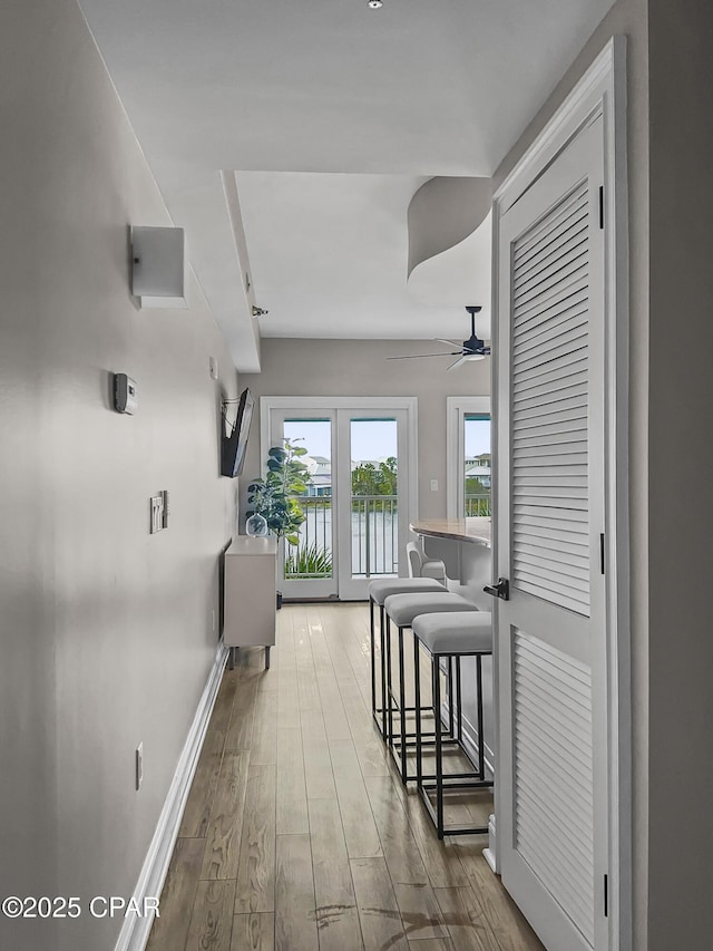 hallway with wood-type flooring