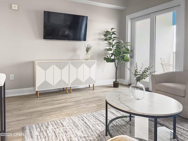 living room featuring light hardwood / wood-style flooring