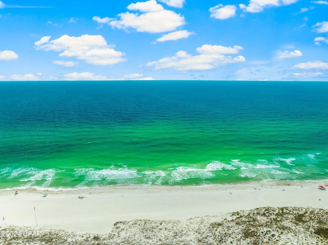 property view of water featuring a view of the beach