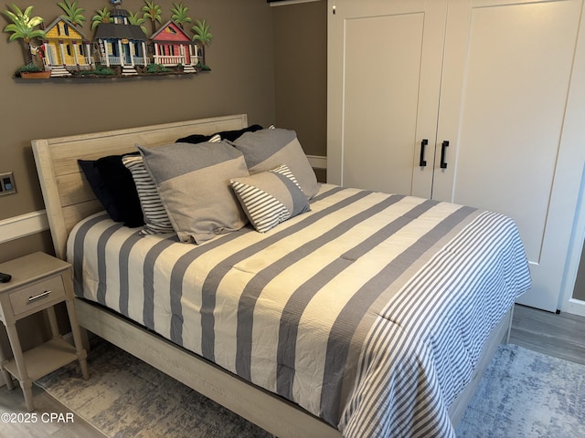 bedroom featuring light hardwood / wood-style flooring