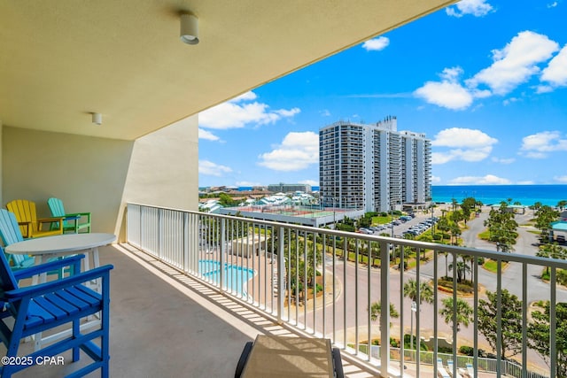 balcony with a water view