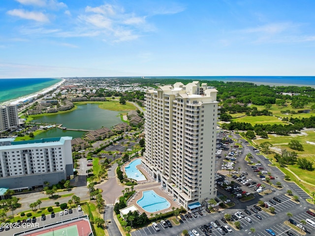 bird's eye view featuring a water view