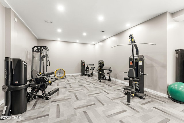 workout area with water heater