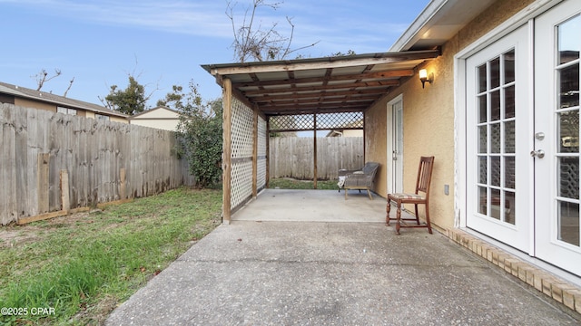 view of patio / terrace featuring french doors