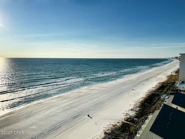 property view of water featuring a view of the beach