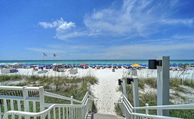 water view featuring a beach view