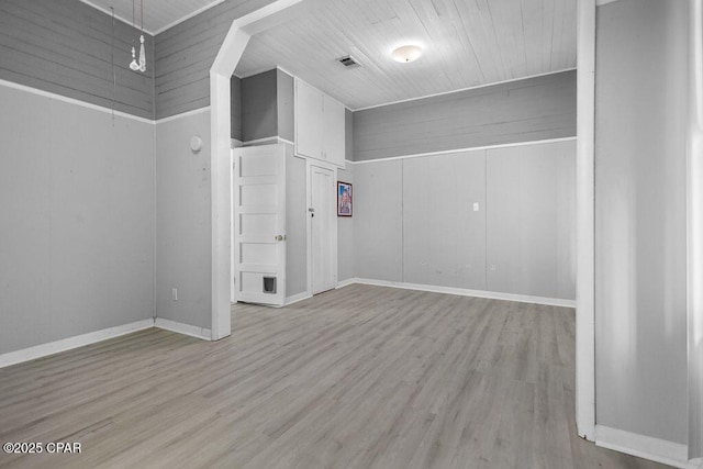 unfurnished room with light hardwood / wood-style floors