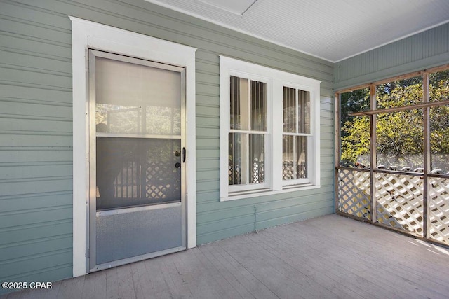 view of unfurnished sunroom