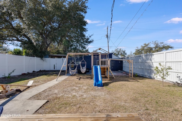 view of yard featuring a playground