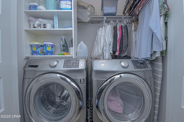 laundry area featuring washer and clothes dryer