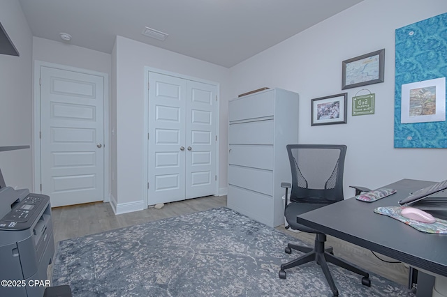 office featuring light wood-type flooring