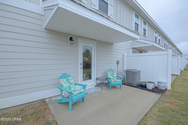 view of patio featuring central AC