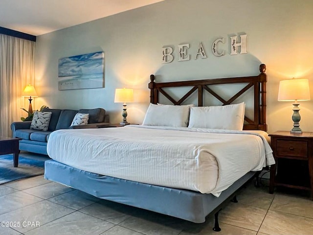 bedroom with tile patterned floors