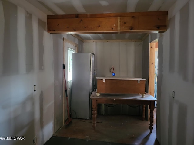 kitchen featuring stainless steel fridge