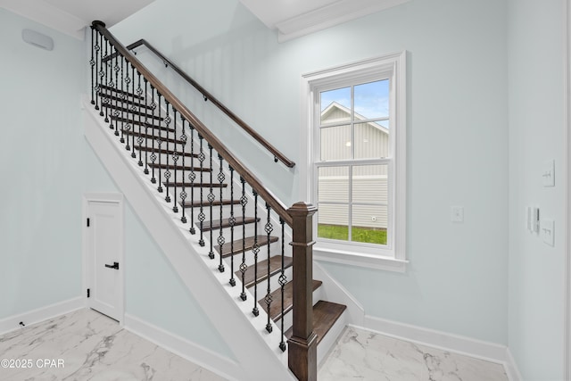 staircase with ornamental molding