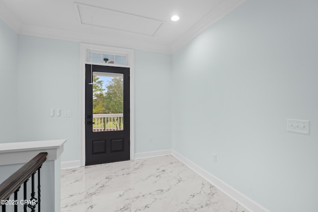 entrance foyer featuring crown molding