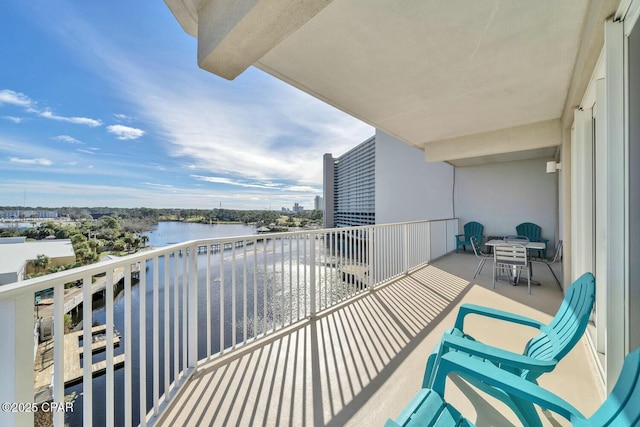 balcony with a water view