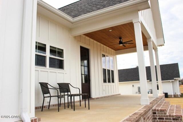 view of patio / terrace with ceiling fan