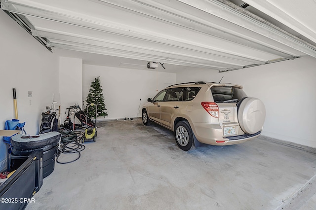 garage with a garage door opener