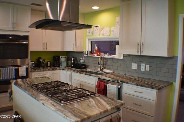 dining area with light tile patterned flooring and vaulted ceiling