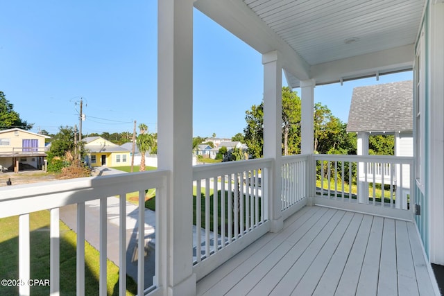 wooden terrace with covered porch