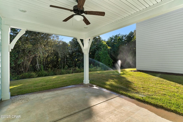 view of patio / terrace featuring ceiling fan