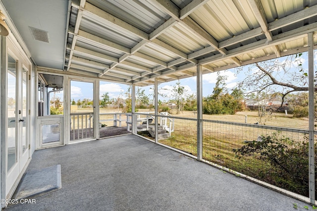 view of unfurnished sunroom