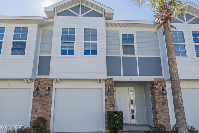 view of property featuring a garage