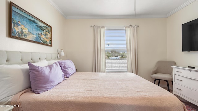 bedroom featuring crown molding