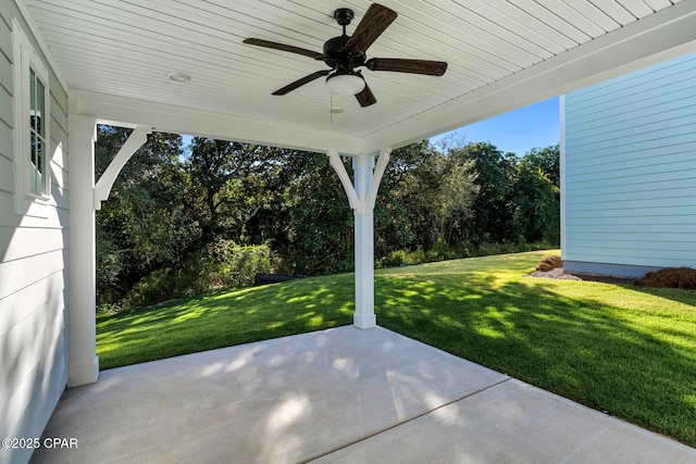 view of patio / terrace featuring ceiling fan