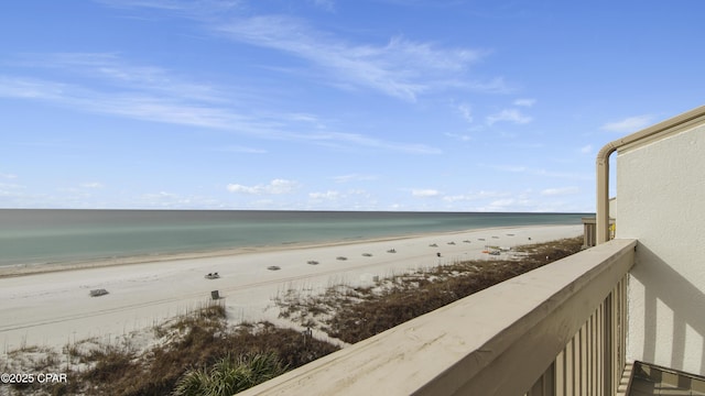 view of water feature featuring a beach view