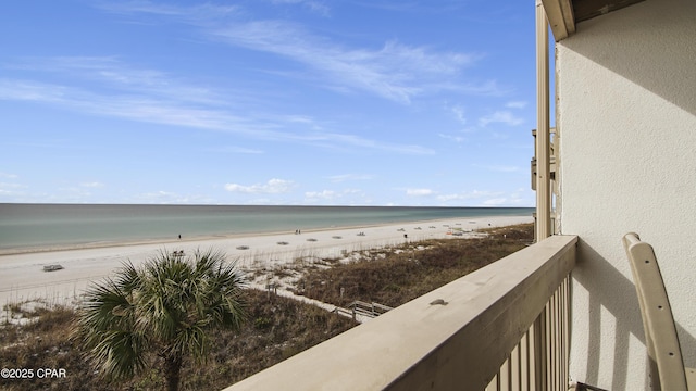 view of water feature with a view of the beach