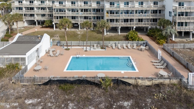 view of swimming pool with a patio