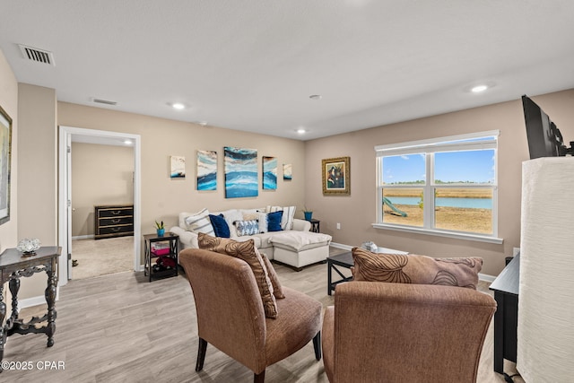 living room featuring light hardwood / wood-style flooring