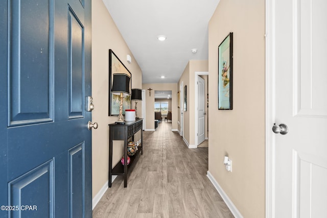 hall featuring light hardwood / wood-style flooring