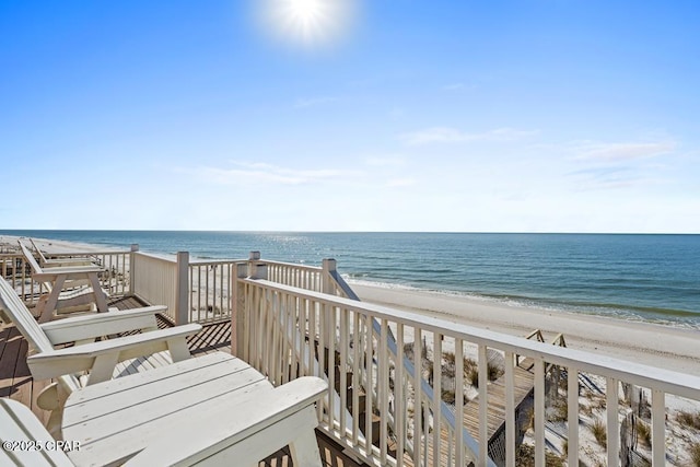 property view of water with a beach view