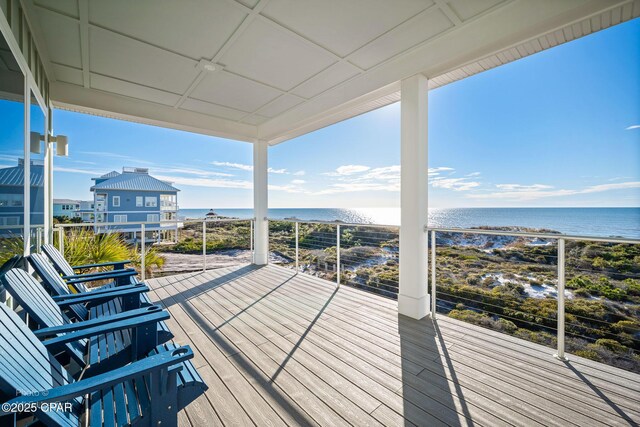 deck with a water view