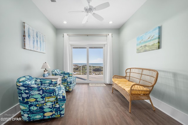 121 Gulf Hibiscus Dr, Port St Joe, FL 32456 - living area with visible vents, wood finished floors, recessed lighting, baseboards, and ceiling fan
