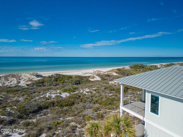 view of water feature featuring a beach view