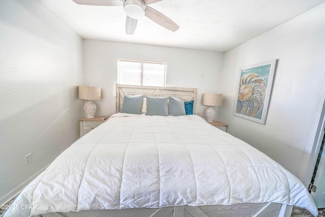 bedroom featuring ceiling fan