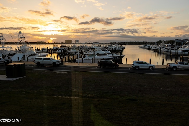 view of water feature featuring a boat dock
