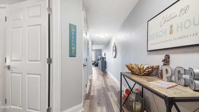 hall featuring wood-type flooring