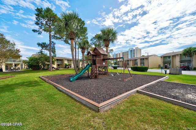 community playground with a yard