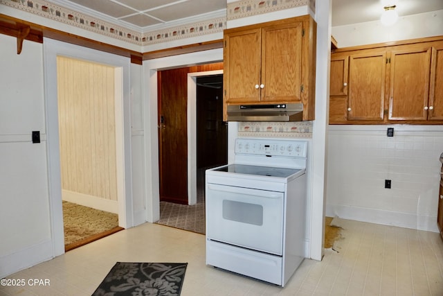 kitchen with electric stove and extractor fan