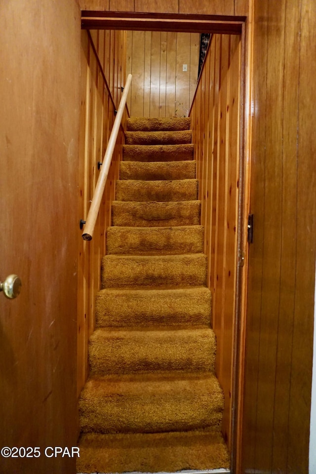 stairs with wooden walls