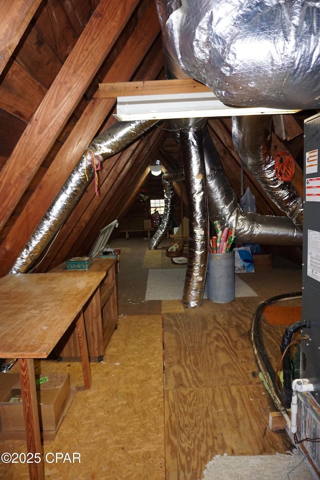 view of unfinished attic