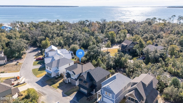 bird's eye view featuring a water view